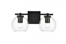 Elegant LD7311W15BLK - Juelz 2 Light Black and Clear Bath Sconce