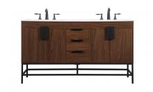 Elegant VF48860DMWT - 60 inch double bathroom vanity in walnut