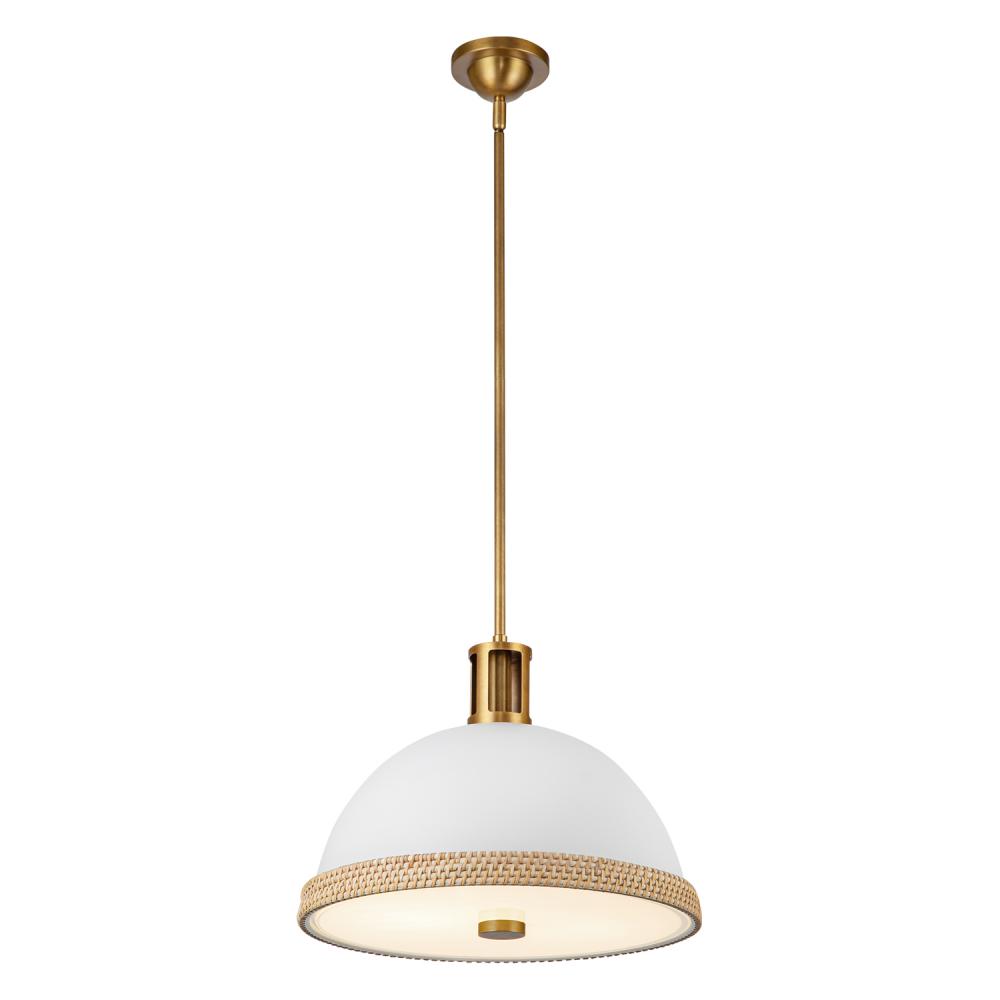 Doral 16-in Matte White/Vintage Brass 2 Lights Pendant