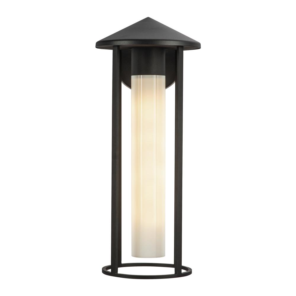 Tenko 18-in Black/Glossy Opal Glass 1 Light Exterior Wall