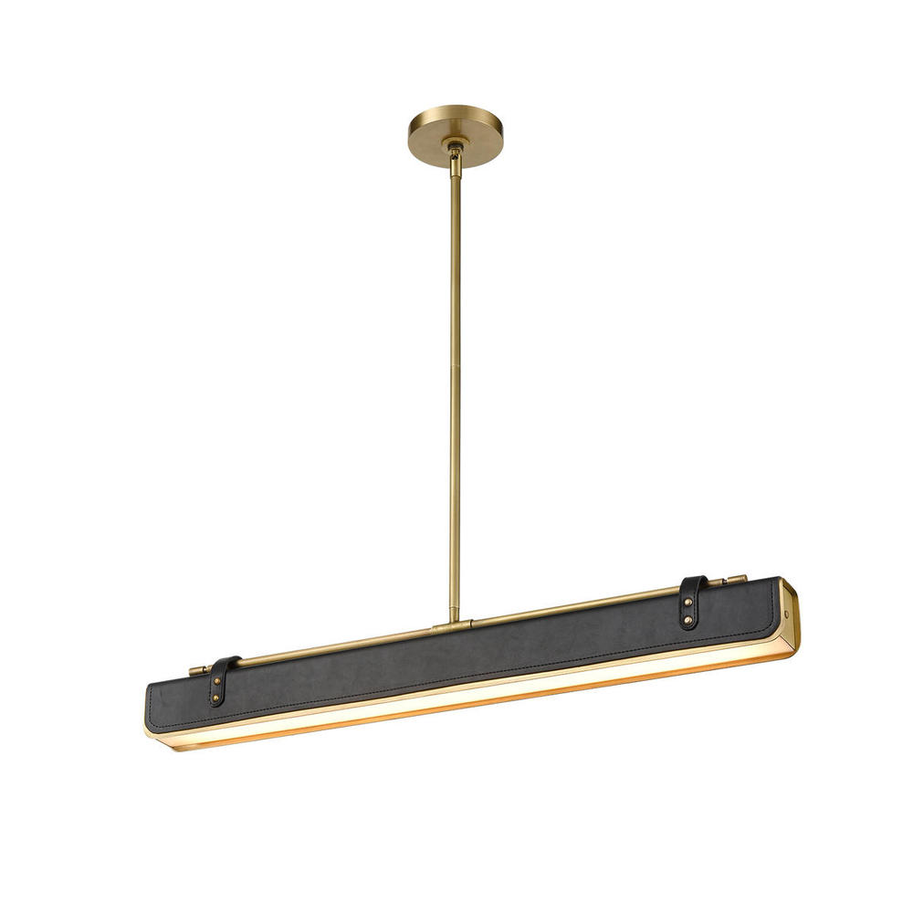 Valise 31-in Vintage Brass/Tuxedo Leather LED Pendant