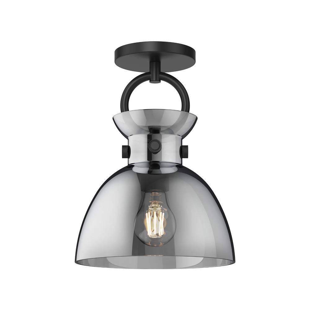 Waldo 9-in Matte Black/Smoked 1 Light Semi Flush Mount