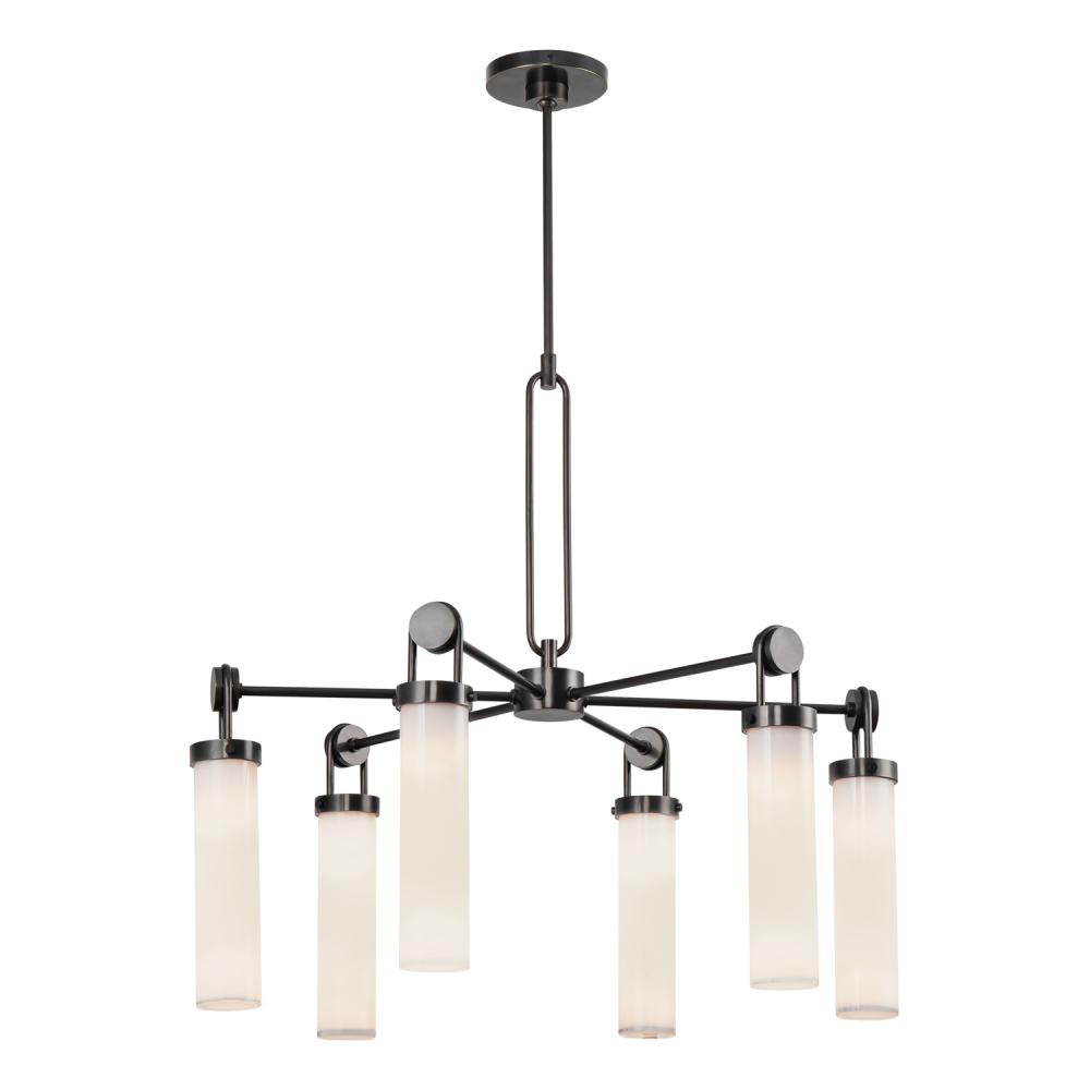 Wynwood 32-in Urban Bronze/Glossy Opal 6 Lights Chandeliers