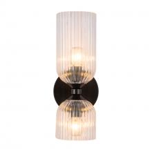 Alora Lighting WV442612MBCR - Nelly 12-in Matte Black/Clear Ribbed Glass Socket Wall/Vanity Light