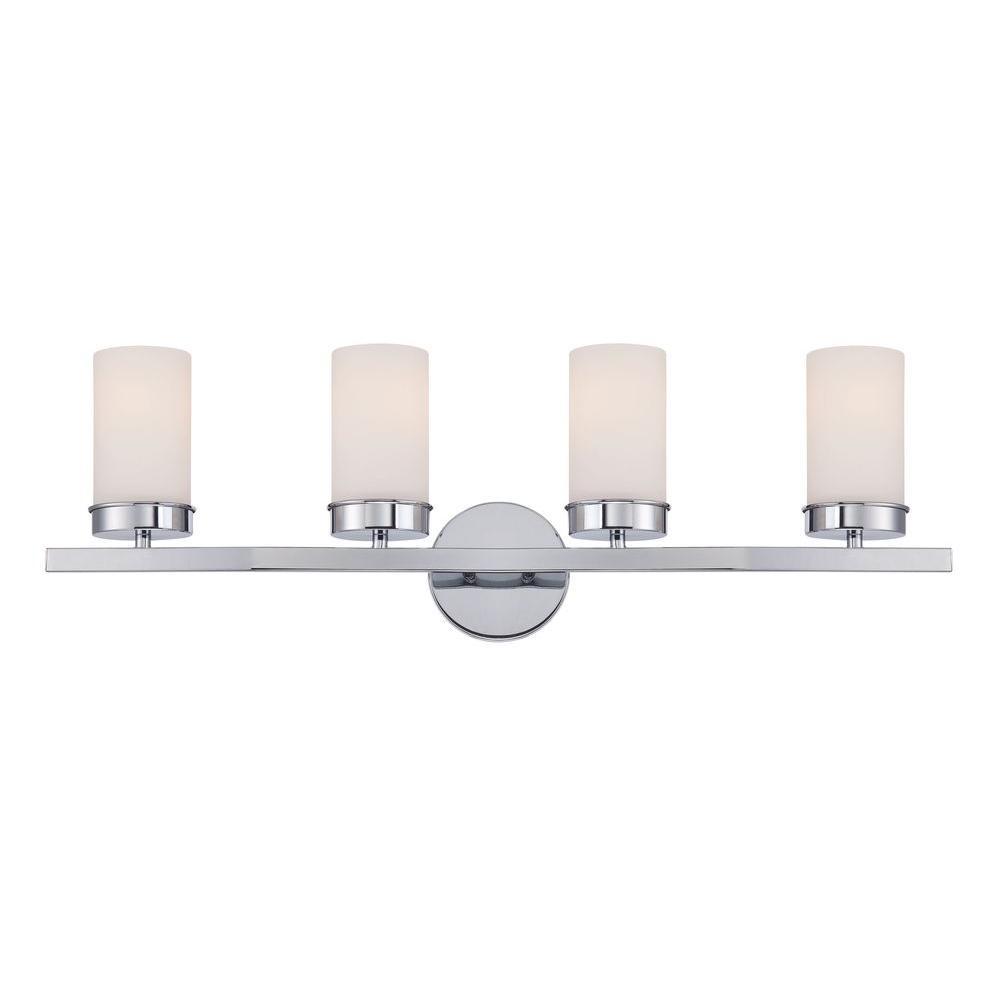 Kandinsky Collection 4-Light Chrome Bath Bar Light with Opal Glass Shade