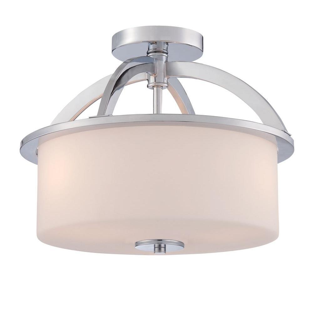 Kandinsky Collection 3-Light Chrome Semi-Flush Mount Light with Opal Glass Shade