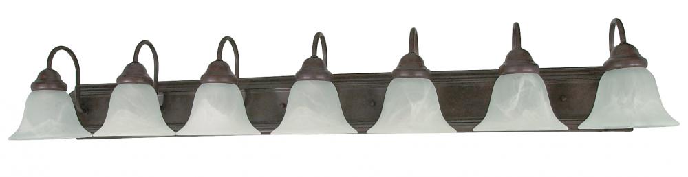 Ballerina - 7 Light 48" Vanity w/ Alabaster Glass Bell Shades - Old Bronze