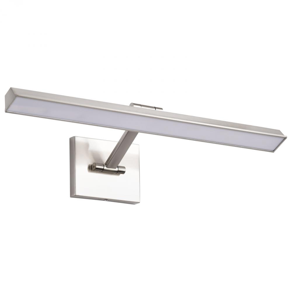 Hazel; 2 Foot LED Picture Light; 3 CCT Selectable; Brushed Nickel Finish; Acrylic Lens