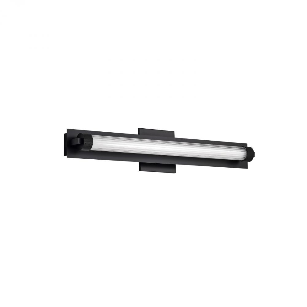 Larissa; 24 Inch LED Vanity; 3000K CCT; Black Finish; Opaque Glass