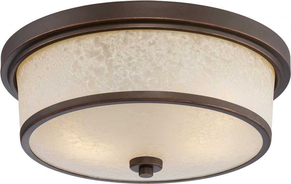 Diego - LED Flush with Satin Amber Glass - Mahogany Bronze Finish