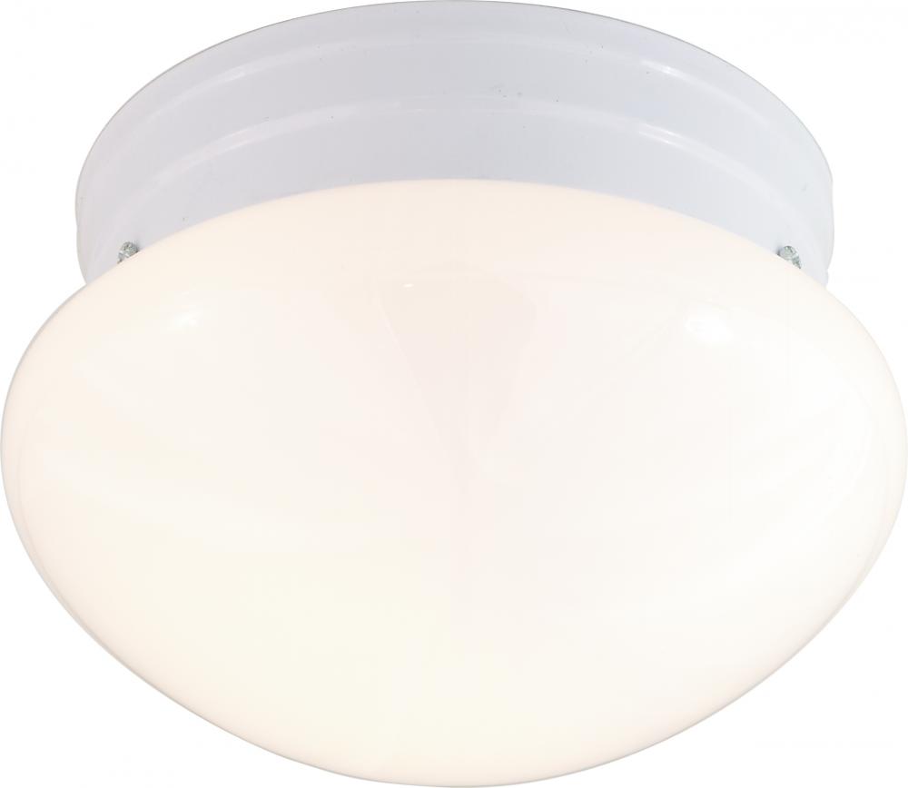 2 Light - 10" Flush with White Glass - White Finish