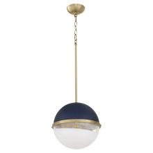 Quorum 82-12-3280 - 12 inches Milky Glass Sphere, Blue, Aged Brass