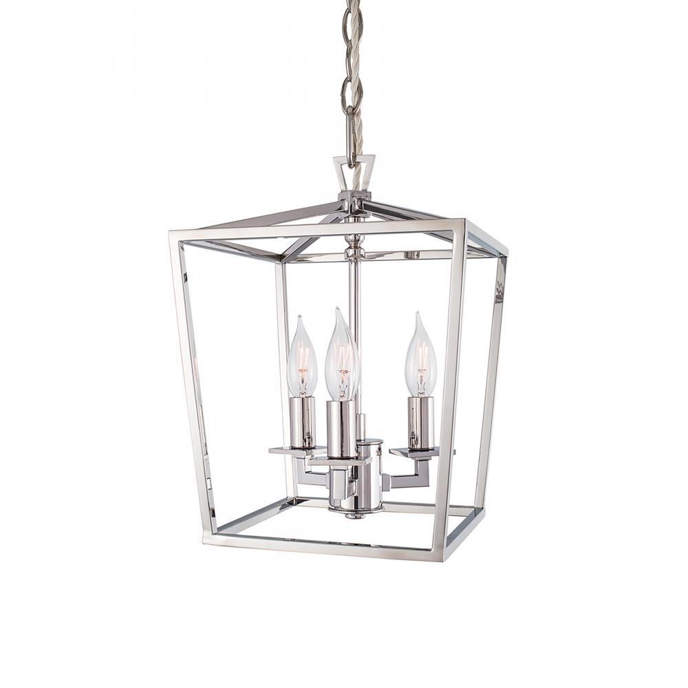 Cage 8.5'' Wide 3-Light Pendant - Polished Nickel